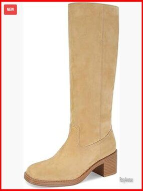 Knee High Riding Boots Wide Calf Block Heel Pull On Synthetic